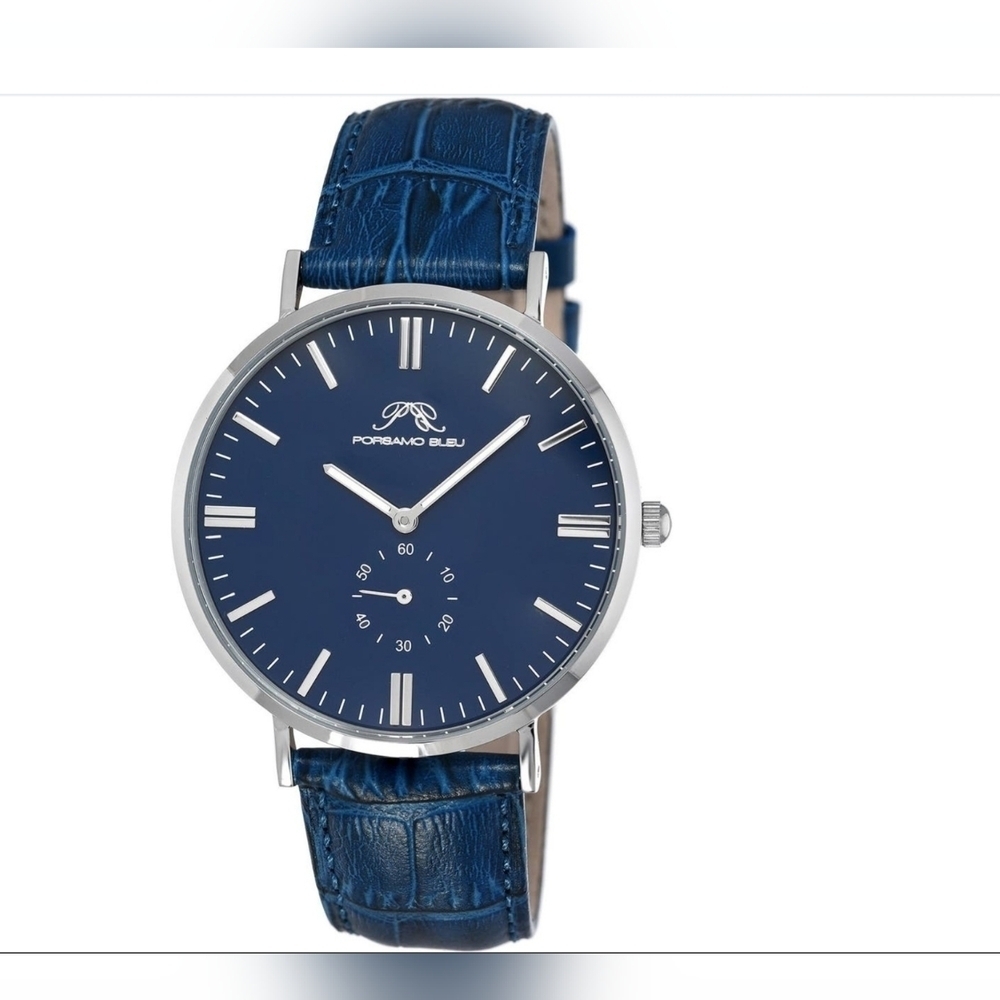 PORSAMO BLEU Henry Watch Dsgn W- Stainless Steel Case & Lux Leather